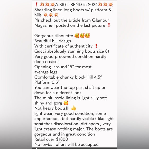 GUCCI Boots💥ON TREND SHEARLING in 24💥💥 GorG Rare Lux Mink EUC dark brown size 8 - Picture 14 of 15
